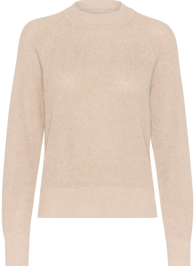 Tricot InWear Whisper à col rond & mailles côtelées beige brume mélange