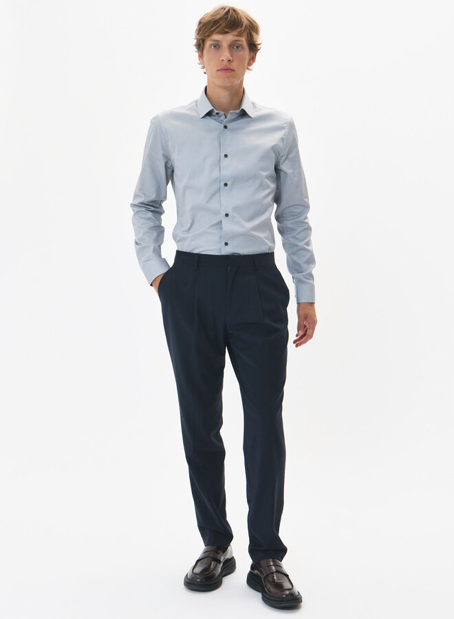 Chemise Matinique Trostol blanche imprimée éventails vert thym