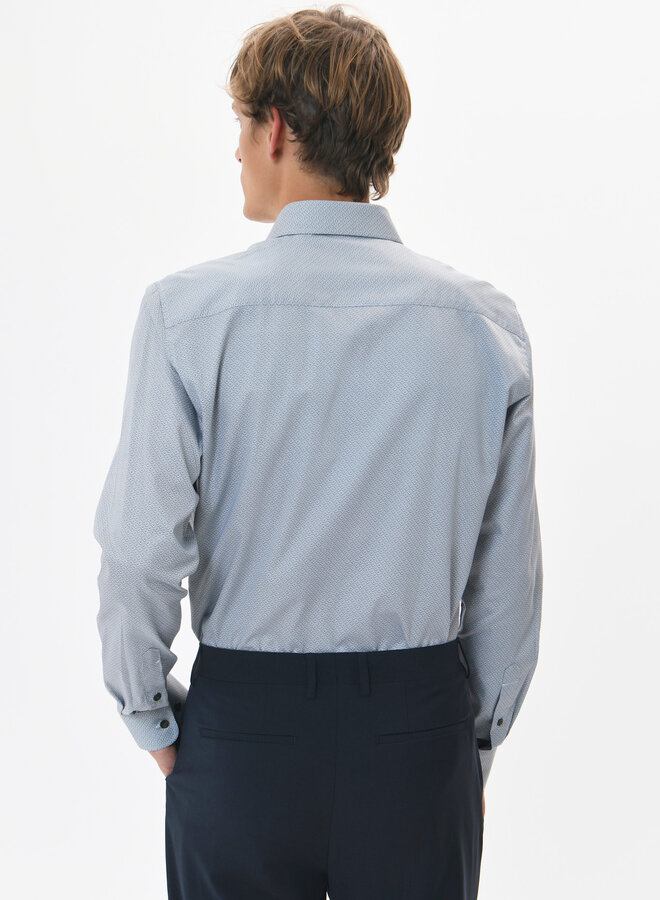 Chemise Matinique Trostol blanche imprimée éventails vert thym