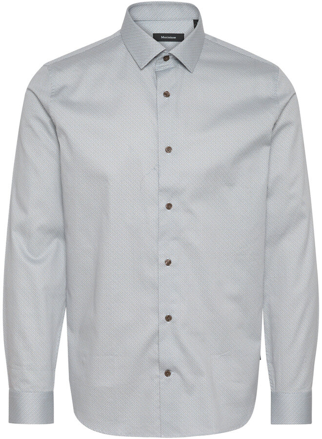 Chemise Matinique Trostol blanche imprimée éventails vert thym
