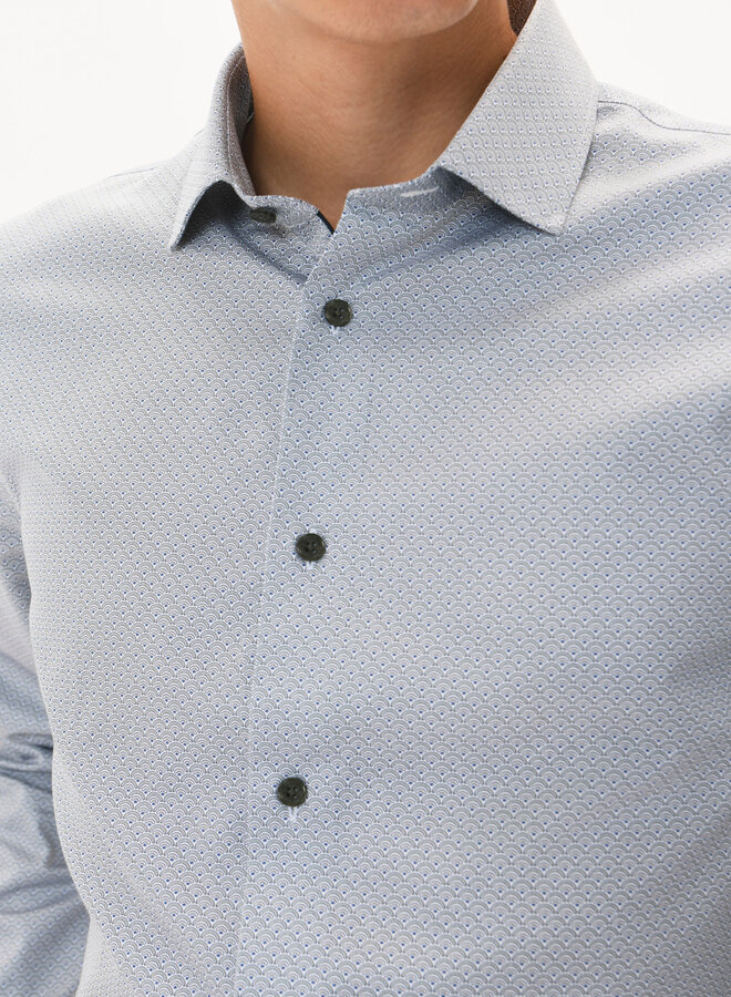 Chemise Matinique Trostol blanche imprimée éventails vert thym