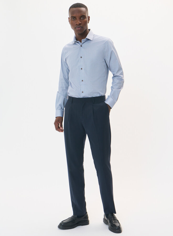 Chemise Matinique Trostol blanche imprimée éventails brun noisette