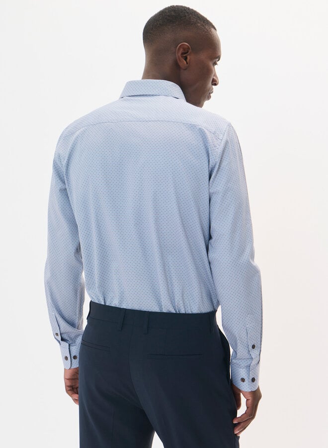 Chemise Matinique Trostol blanche imprimée éventails brun noisette