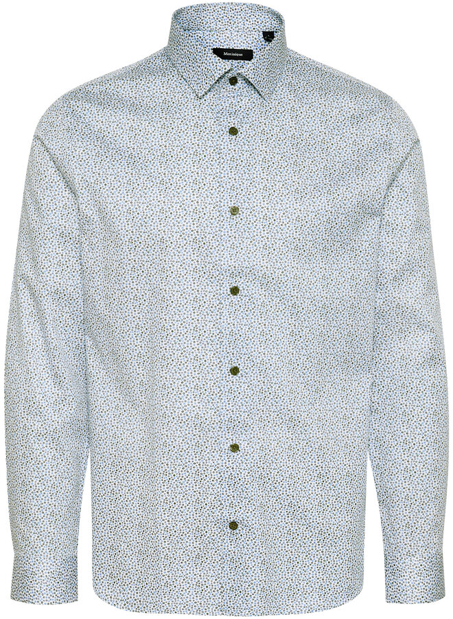 Chemise Matinique Trostol blanche à petits ronds vert thym & bleus