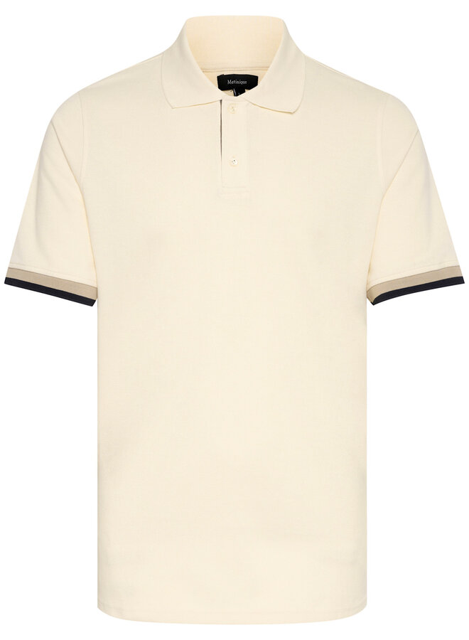 Polo Matinique Scout écru à bandes contrastantes bleu marine