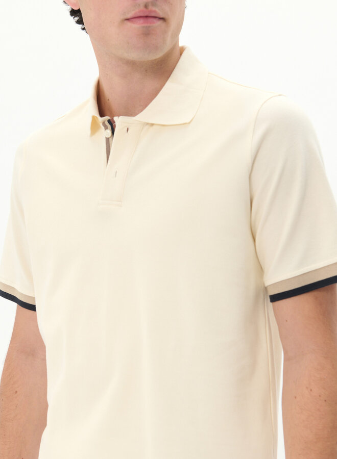 Polo Matinique Scout écru à bandes contrastantes bleu marine