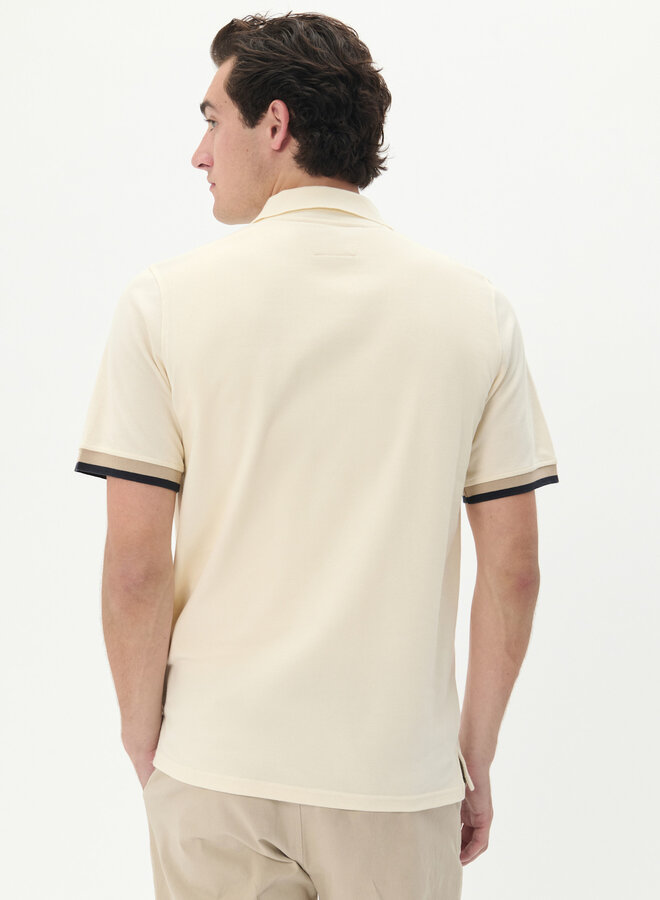 Polo Matinique Scout écru à bandes contrastantes bleu marine