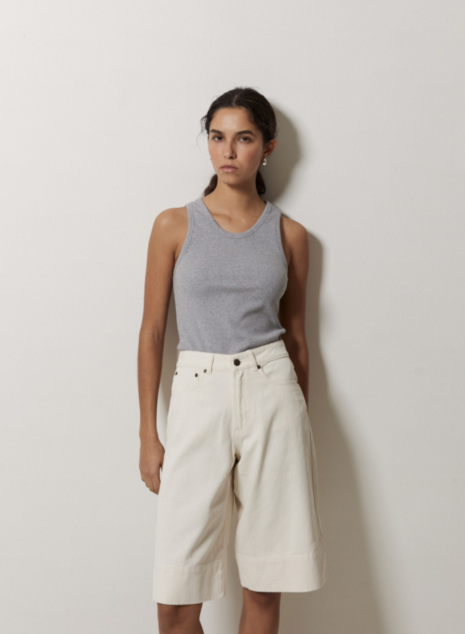 Camisole Yerse Luisa côtelée grise pâle mélange