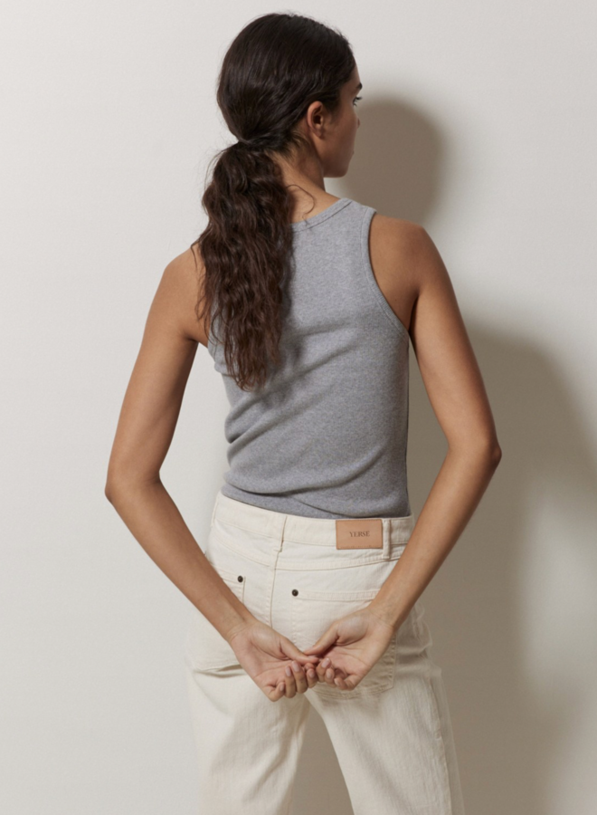 Camisole Yerse Luisa côtelée grise pâle mélange