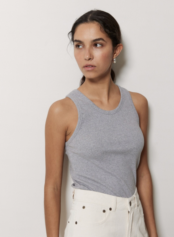 Camisole Yerse Luisa côtelée grise pâle mélange