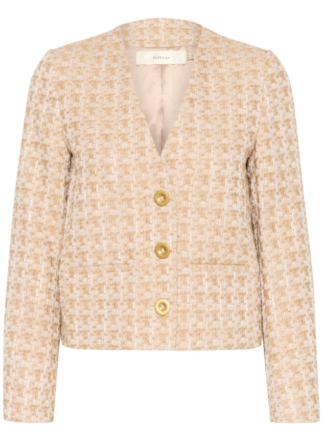 Jacket InWear Waka en tweed de coton beige gingembre & écru