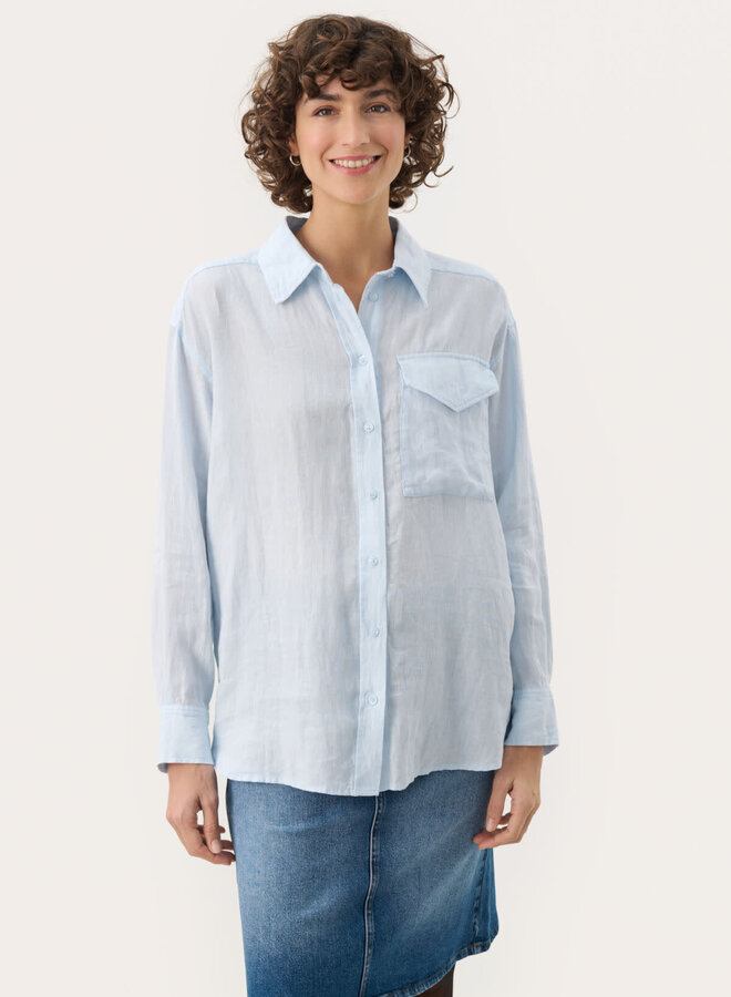 Chemise Part Two Nuvin à col classique en lin bleu poudre