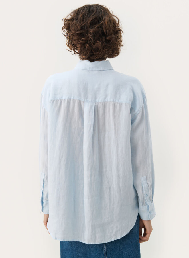 Chemise Part Two Nuvin à col classique en lin bleu poudre