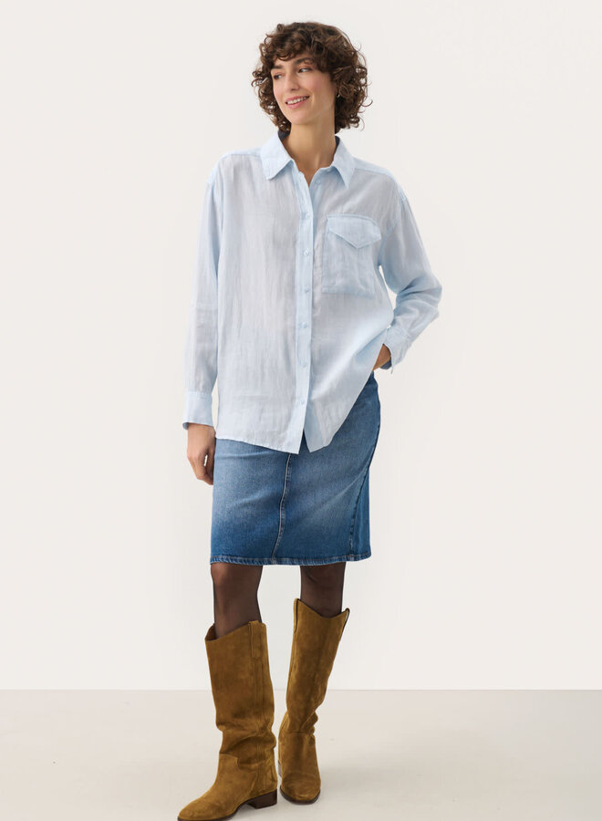 Chemise Part Two Nuvin à col classique en lin bleu poudre