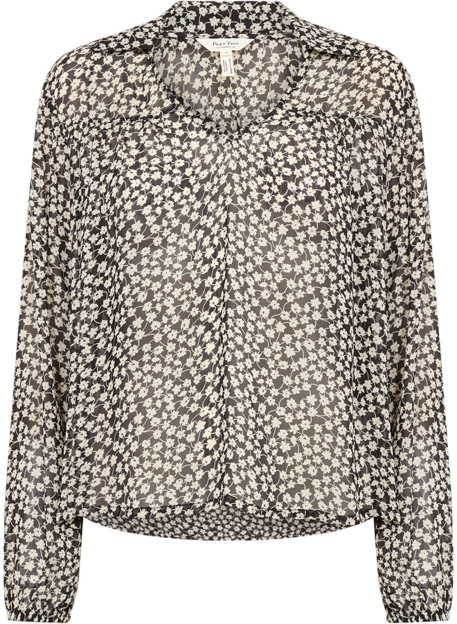 Blouse Part Two Nicholina noire fleurie écrue