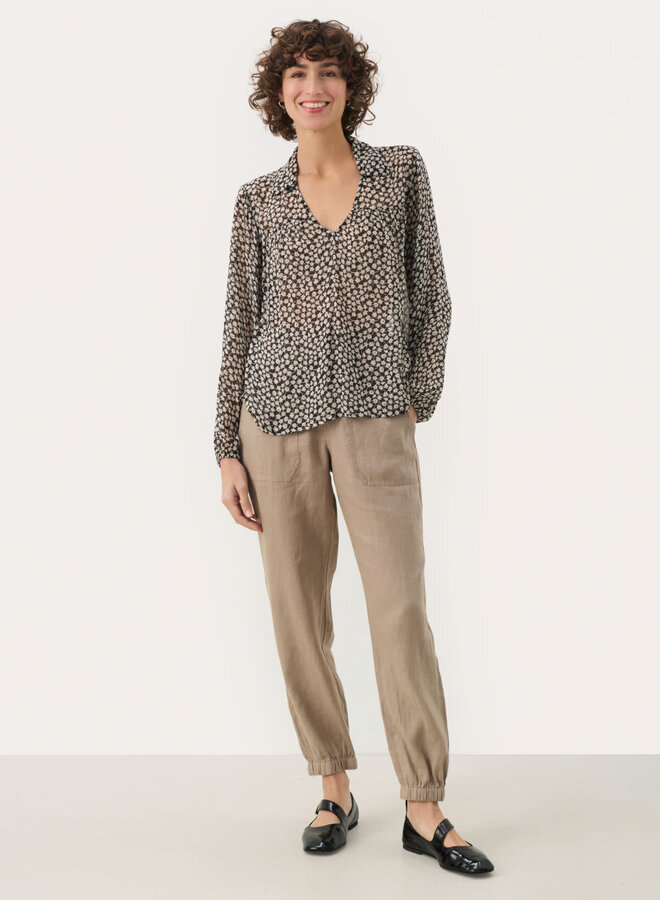 Blouse Part Two Nicholina noire fleurie écrue