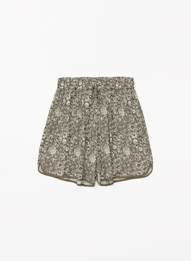 Short Yerse India fleuri vert olive & écru