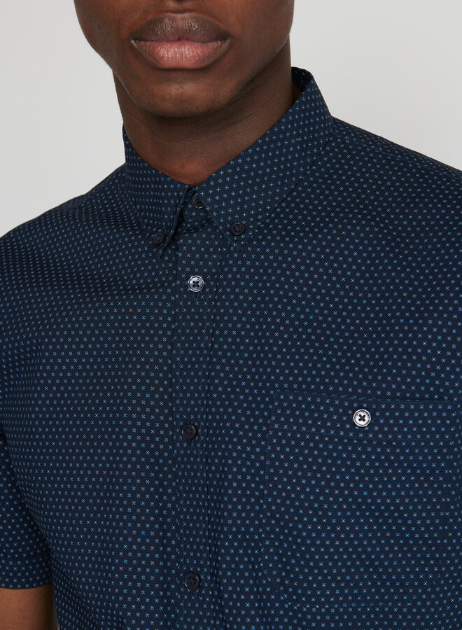 Chemise Matinique Trostol bleu marine imprimée bleu océan