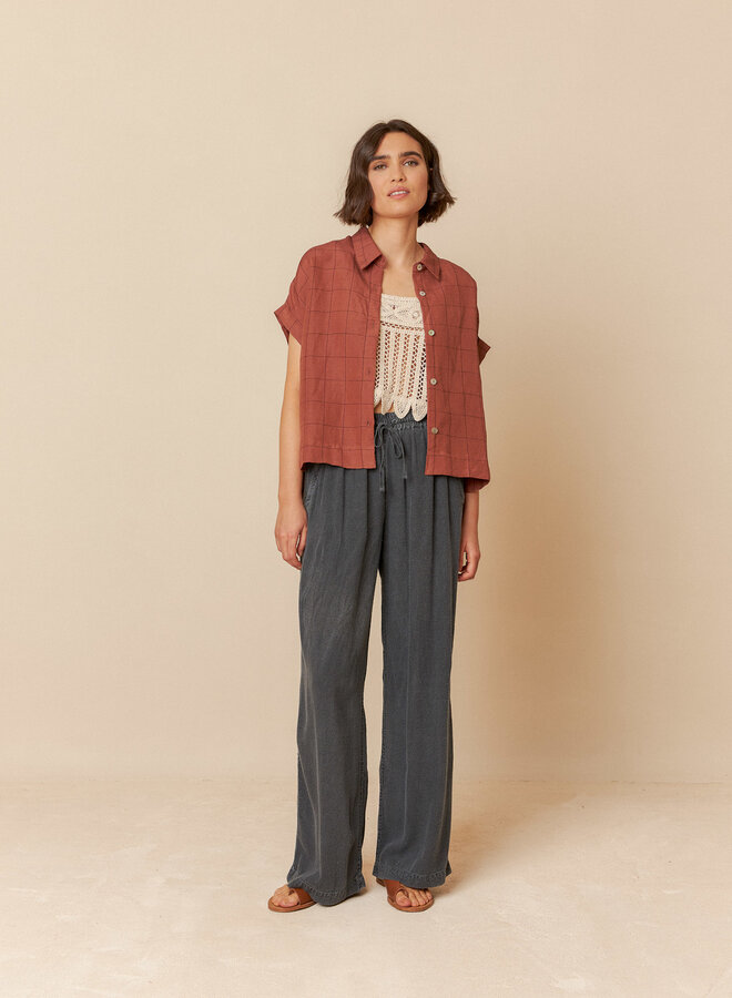 Chemise Indi & Cold à col classique cannelle à carreaux