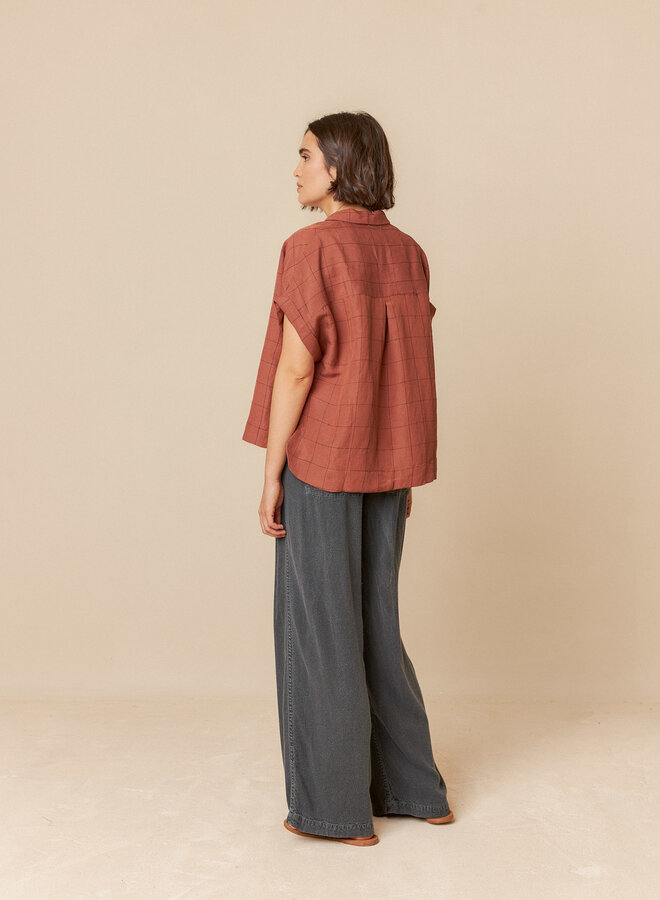 Chemise Indi & Cold à col classique cannelle à carreaux