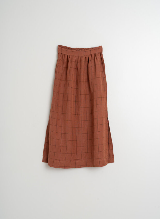 Jupe midi Indi & Cold à taille élastique cannelle à carreaux