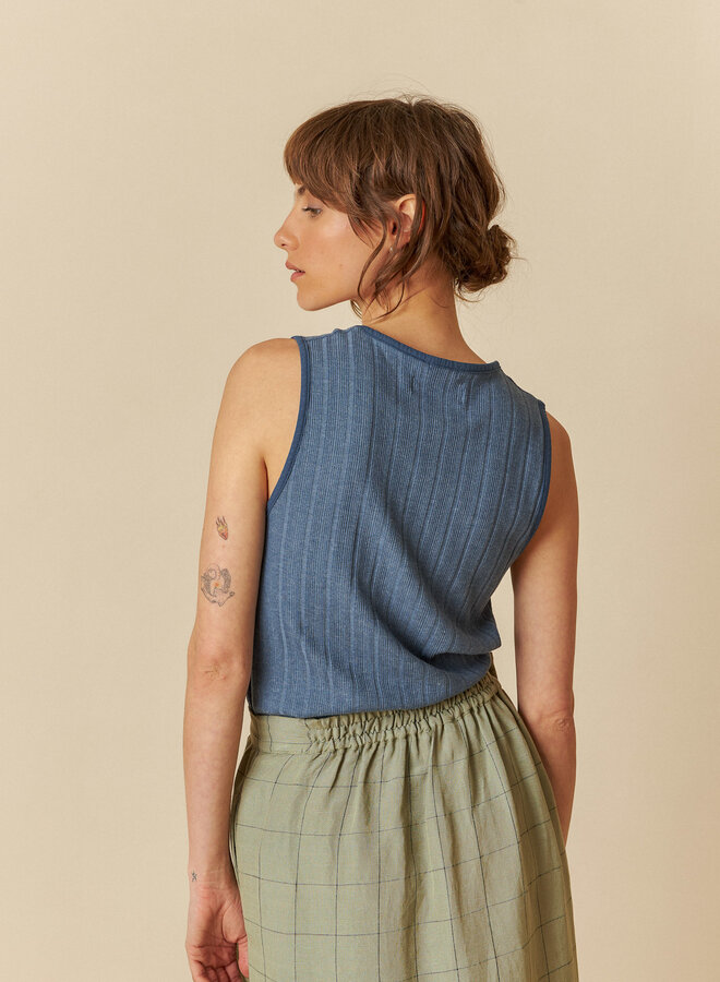 Jupe midi Indi & Cold à taille élastique vert sauge à carreaux