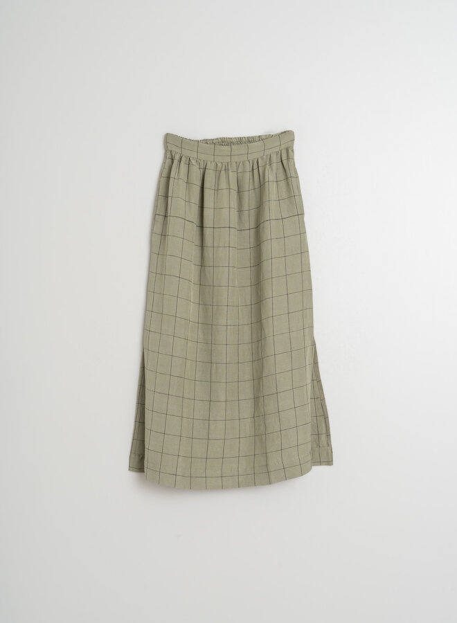 Jupe midi Indi & Cold à taille élastique vert sauge à carreaux