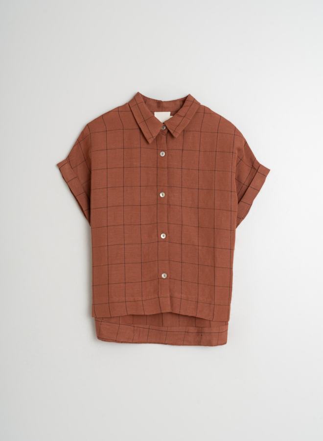 Chemise Indi & Cold à col classique cannelle à carreaux