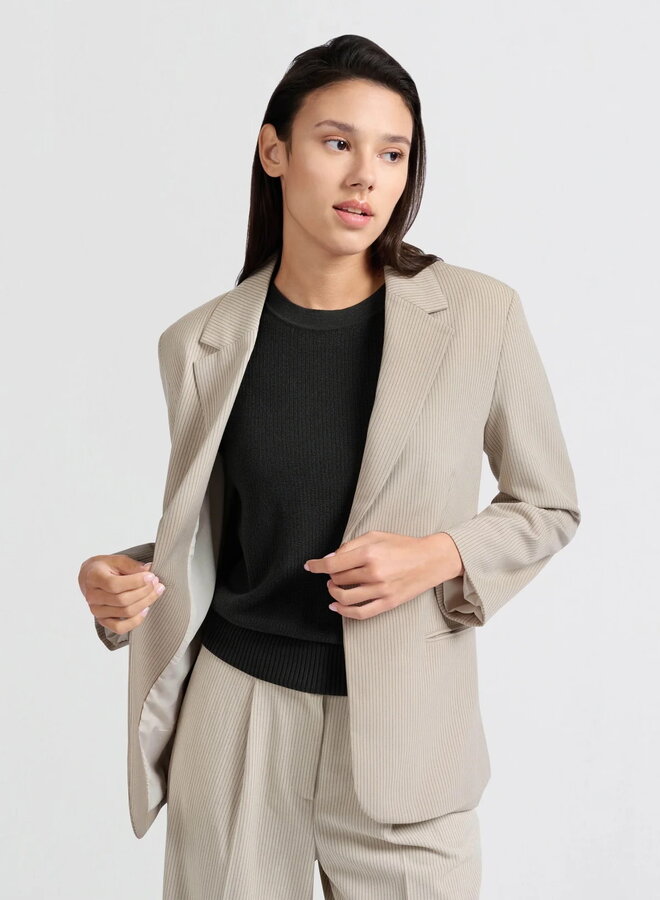 Veston Yaya beige humus rayé gris charcoal