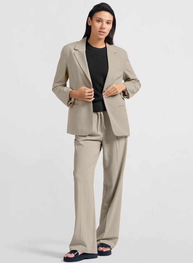 Pantalon Yaya beige humus rayé gris charcoal