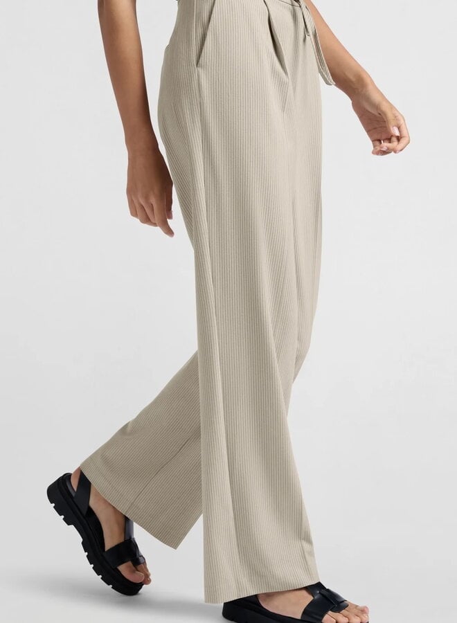 Pantalon Yaya beige humus rayé gris charcoal