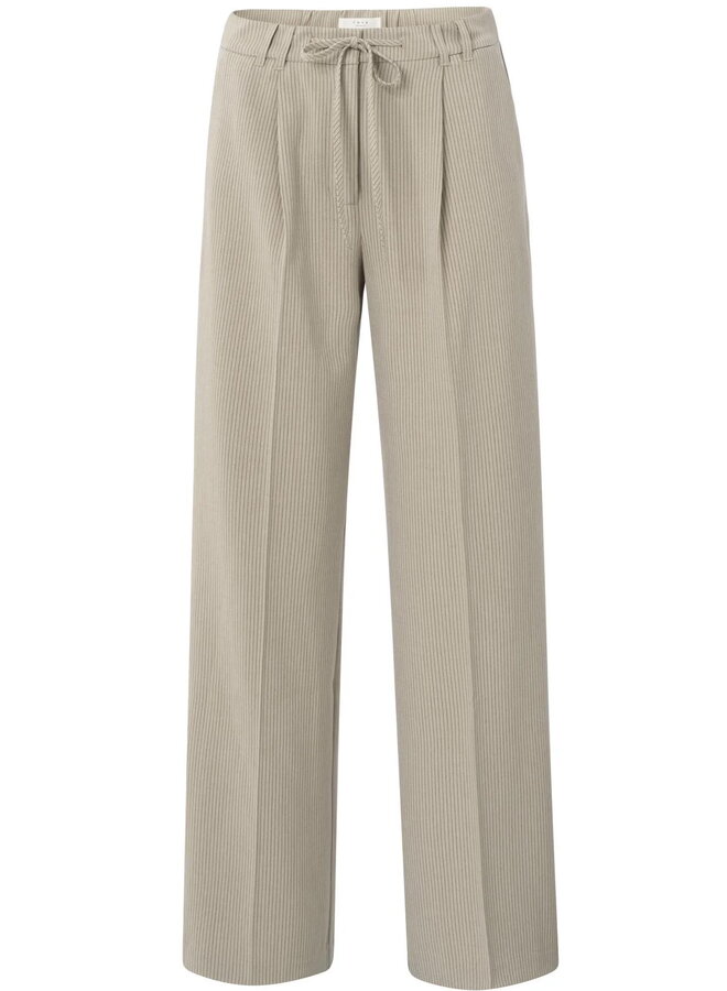 Pantalon Yaya beige humus rayé gris charcoal