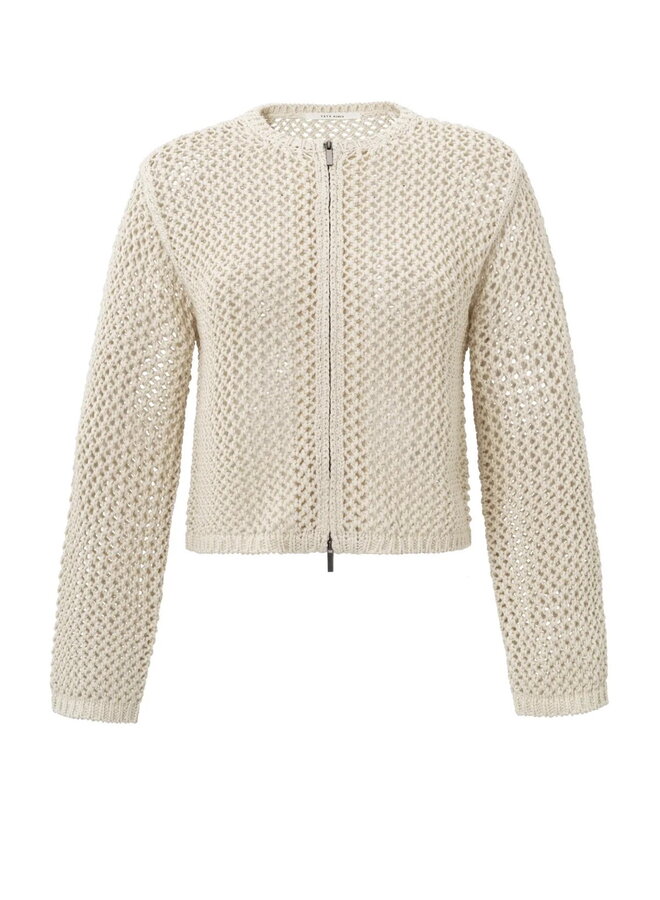 Cardigan Yaya à mailles ajourées beige sable