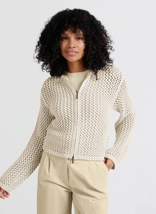 Cardigan Yaya à mailles ajourées beige sable