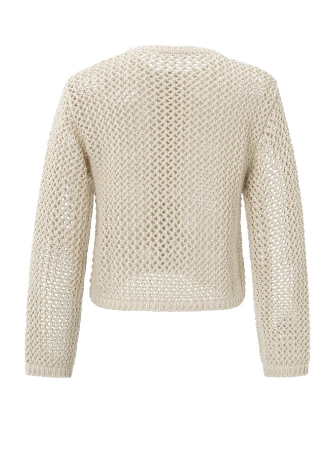 Cardigan Yaya à mailles ajourées beige sable