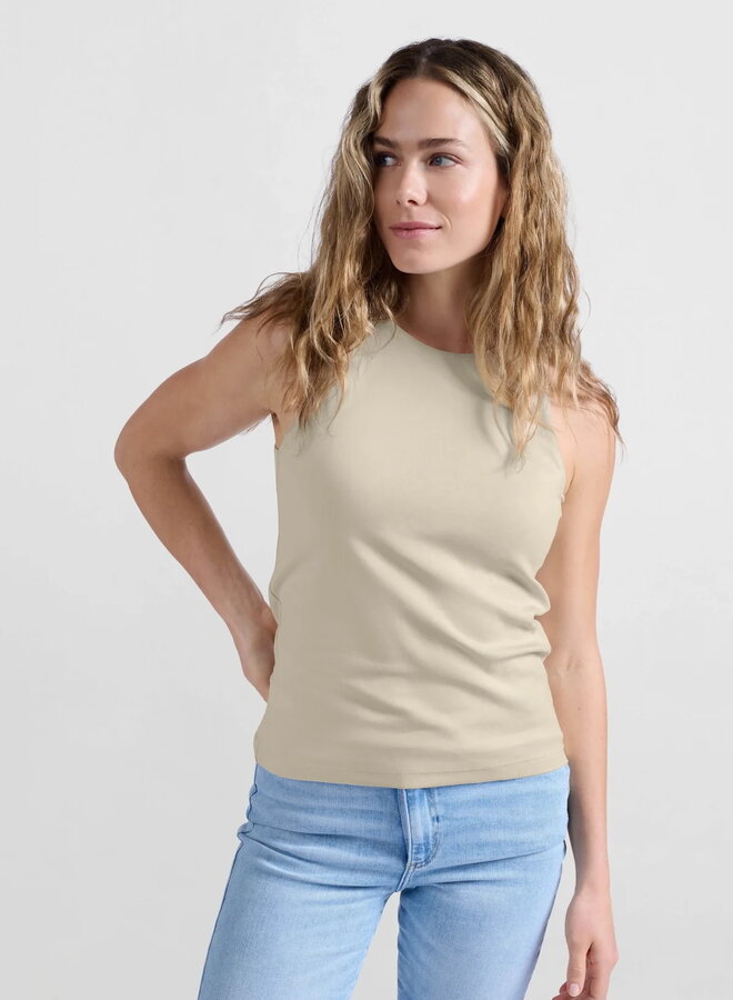 Camisole Yaya à col rond beige sable