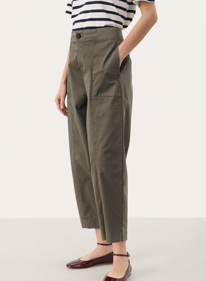 Pantalon Part Two Netta à poches plaquées en coton vert olive kalamata