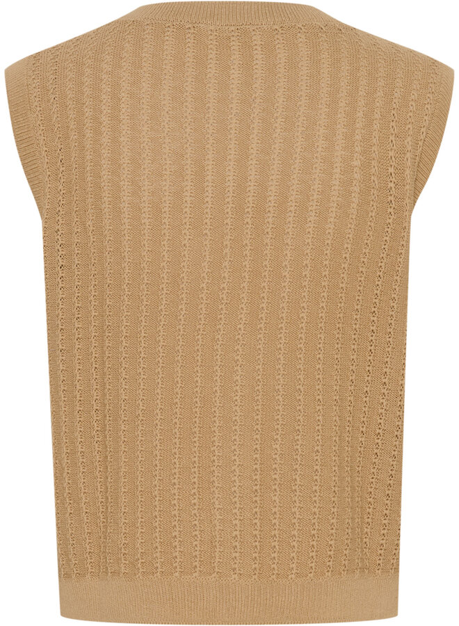 Gilet Soaked in luxury Susanna sans manches en pointelle camel