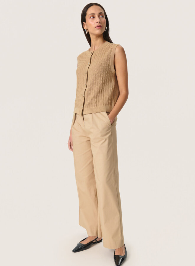Gilet Soaked in luxury Susanna sans manches en pointelle camel