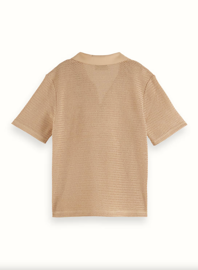 Tricot Scotch & Soda à col polo ajouré beige pâle