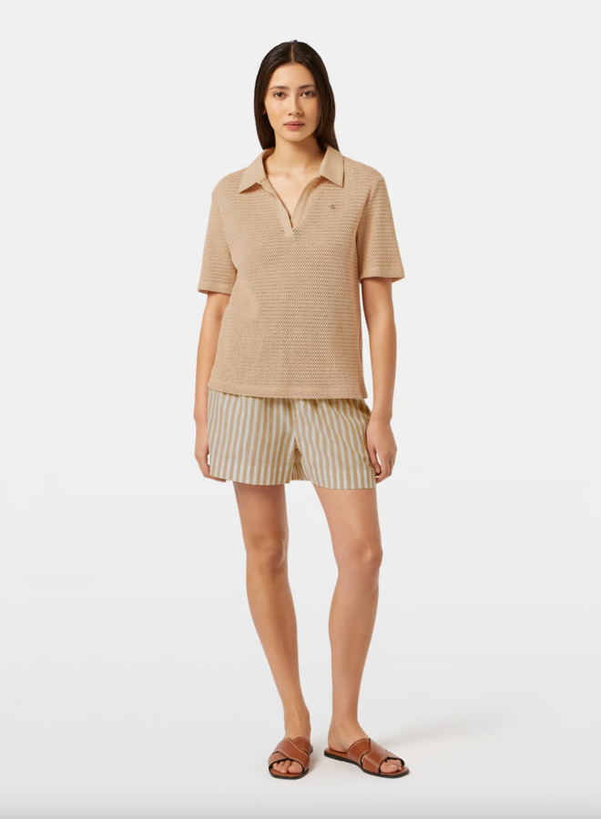 Tricot Scotch & Soda à col polo ajouré beige pâle