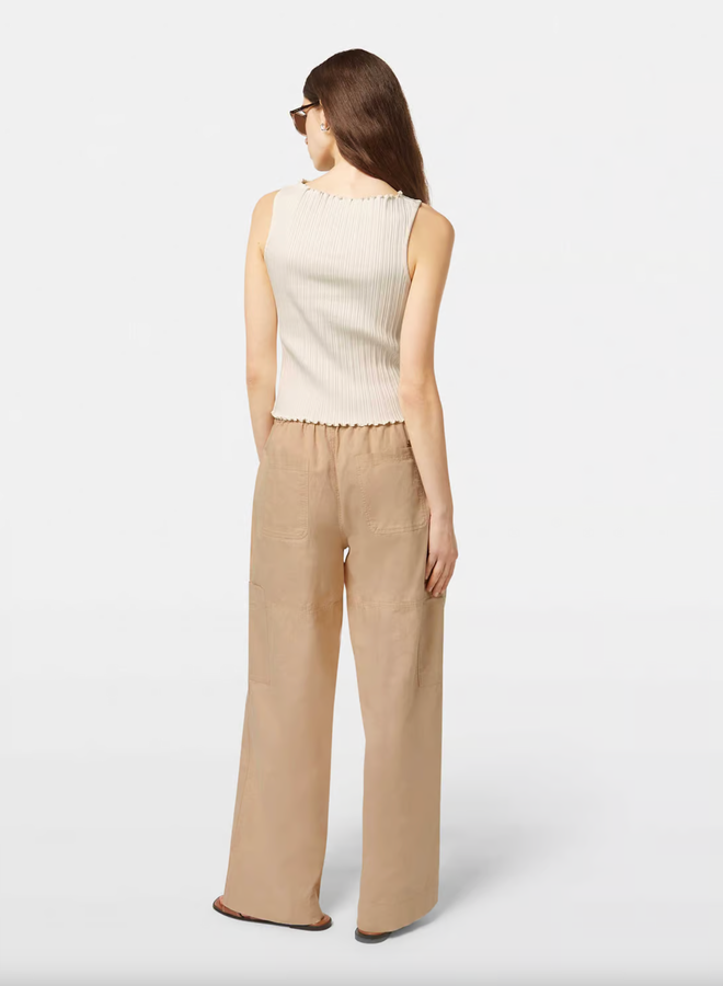 Camisole Scotch & Soda côtelée à col bateau écrue