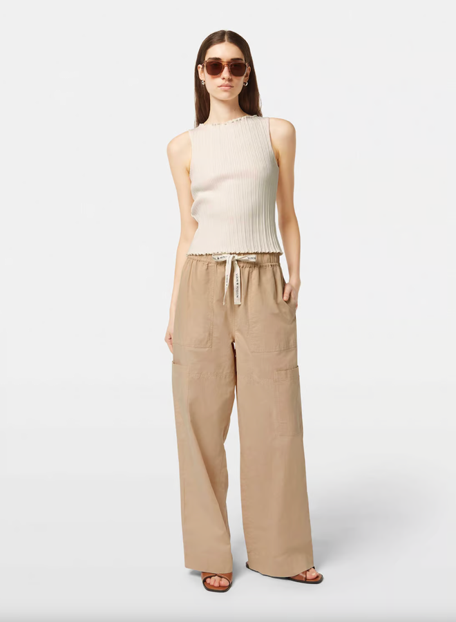 Camisole Scotch & Soda côtelée à col bateau écrue