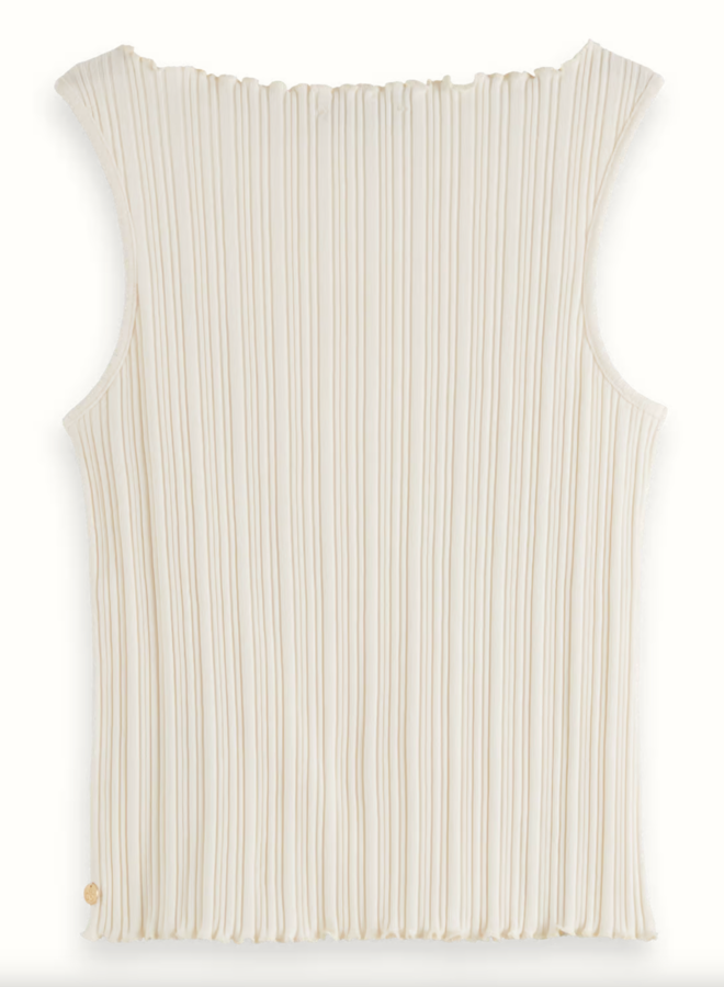 Camisole Scotch & Soda côtelée à col bateau écrue