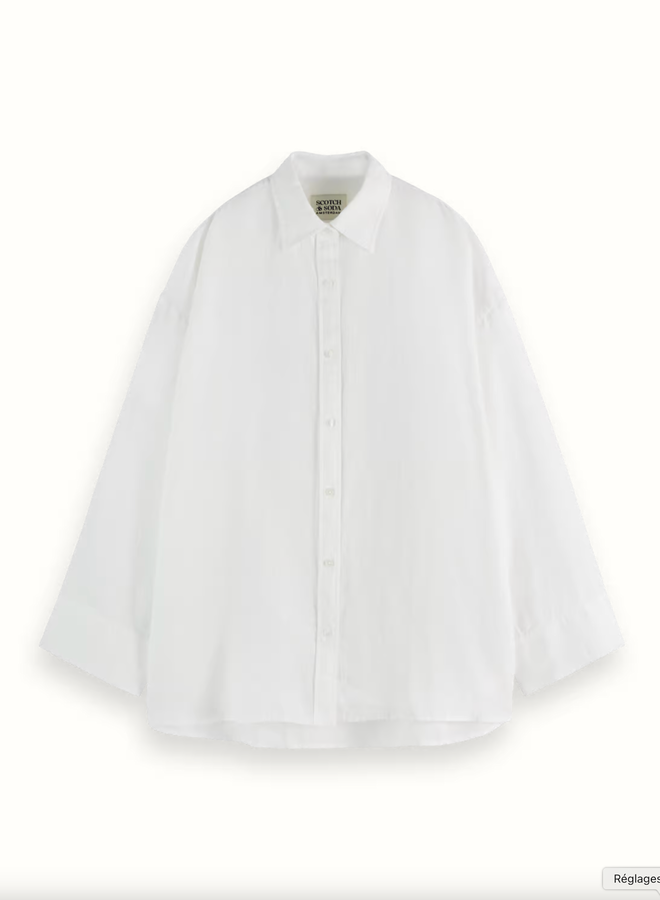 Chemise Scotch & Soda surdimensionnée en lin blanche