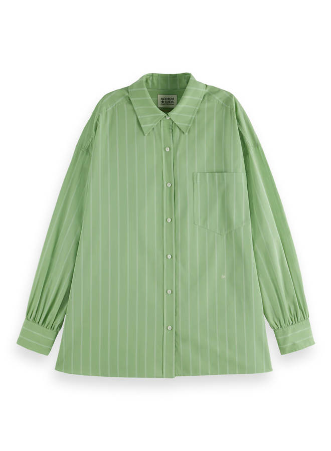 Chemise Scotch & Soda surdimensionnée vert pistache rayée écrue