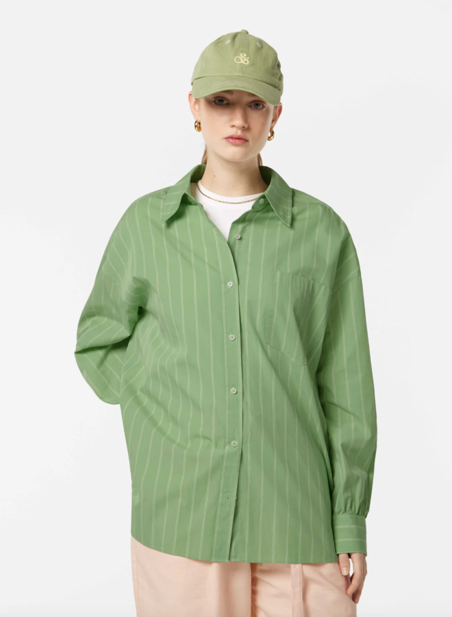 Chemise Scotch & Soda surdimensionnée vert pistache rayée écrue