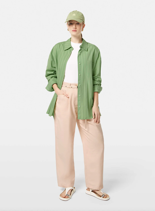 Chemise Scotch & Soda surdimensionnée vert pistache rayée écrue