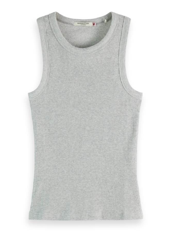 Camisole Scotch & Soda côtelée gris pâle mélange