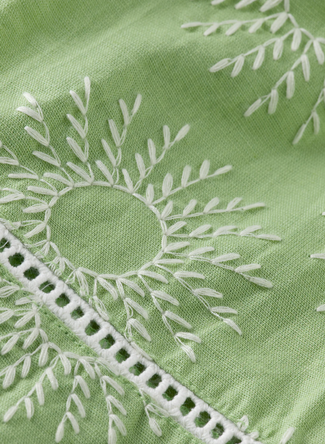 Chemise Scotch & Soda vert pistache brodée soleils écrus
